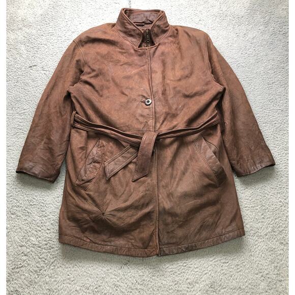 Vintage Wilsons Leather Adventure Bound Long Leather Coat Mens Medium Thinsulate - Picture 1 of 15